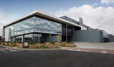 The exterior of the new super-efficient Microsoft data center in Dublin, Ireland. 
