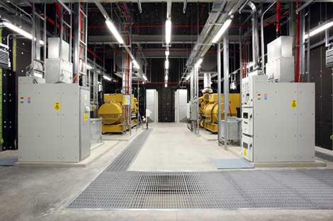 A look at the diesel generators providing emergency backup power for the new Microsoft data center in Dublin, Ireland.