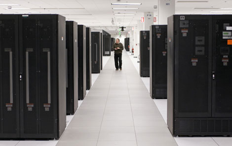 The interior of the $360 million new IBM data center in Research Triangle Park, North Carolina.