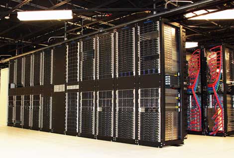A look at the racks inside the new SoftLayer Technologies DA5 data center in Dallas (click for larger version).