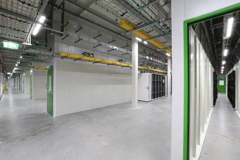 A data hall at Microsoft's Dublin data center