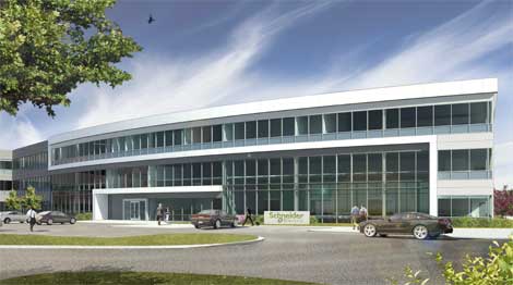 An artist's illustration of the planned Schneider Electric R&D center in Andover, Mass.
