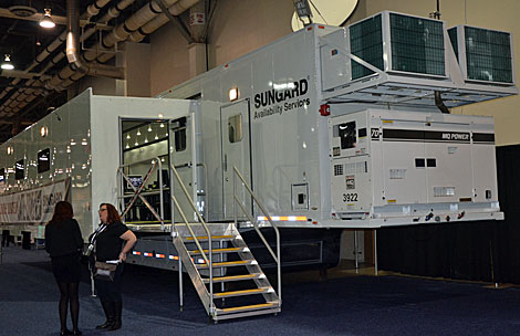 Sungard Availability Services, which supplies disaster recovery and business continuity services, was at the conference with mobile units that can be used in the event of a disaster. (Photo by Colleen Miller.)