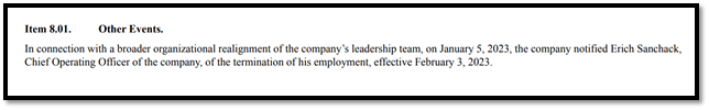 Excerpt from Digital Realty's Form 8-K announcing Erich Sanchack's termination of employment.