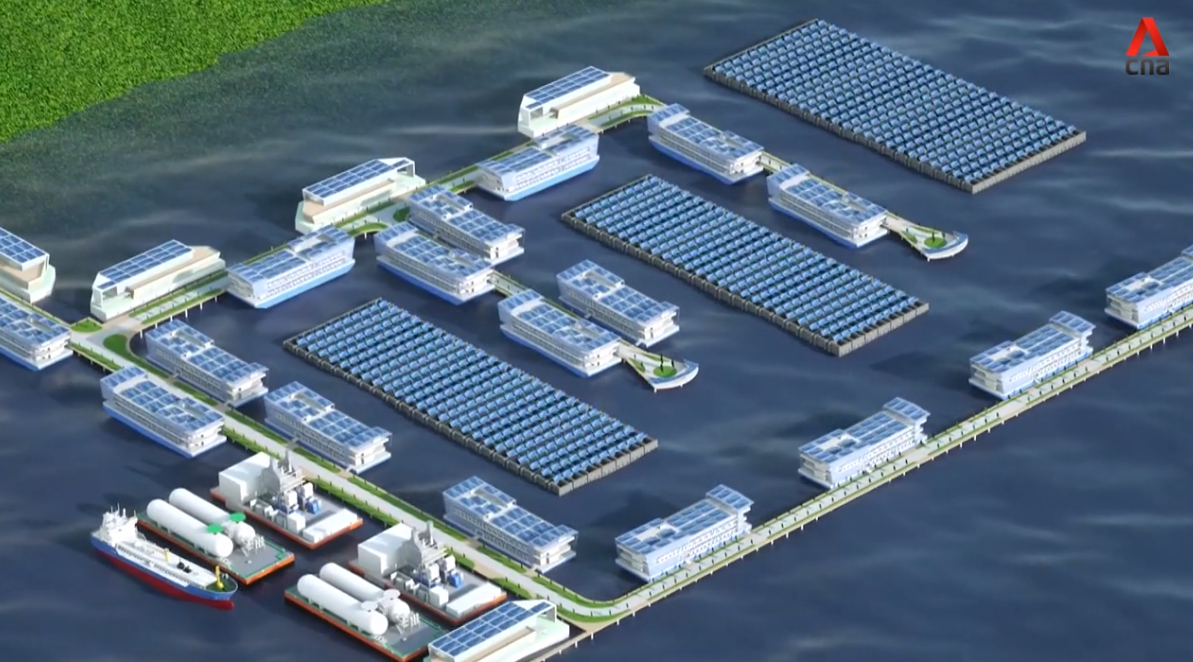 A CGI representation of Keppel's vision of a floating data center park, or 
