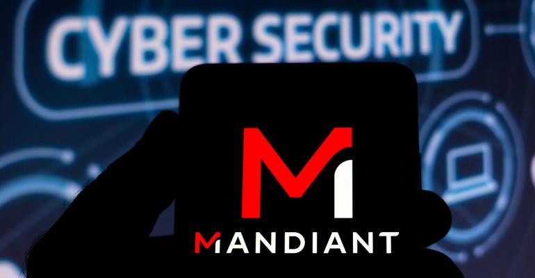 In this photo illustration the logo from the cyber security company Mandiant seen displayed on a smartphone.