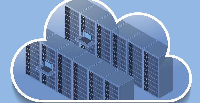 Data servers in cloud icon