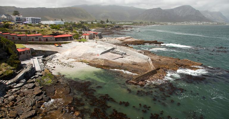 Port and coastline of Hermanus, Western Cape, South Africa