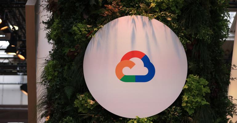 Google Cloud logo on green wall