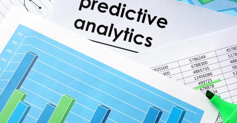 Predictive data center analytics written in a document and business charts.