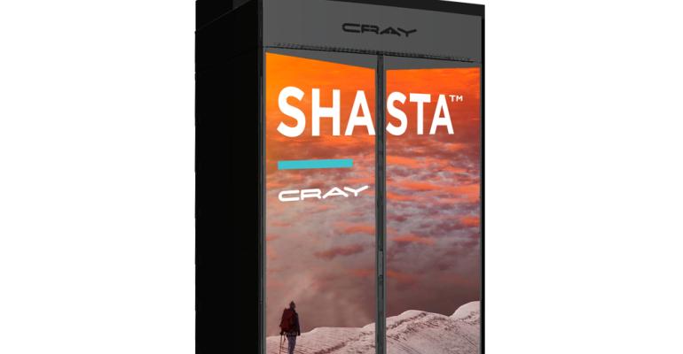 Rendering of a Cray Shasta HPC system cabinet