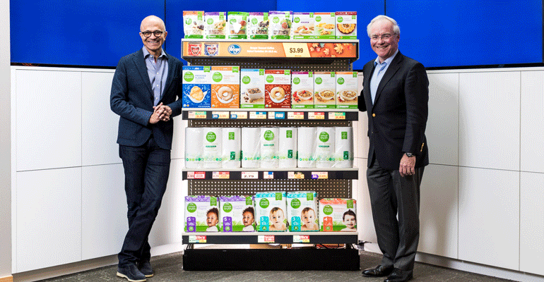 Microsoft CEO Satya Nadella and Kroger CEO Rodney McMullen