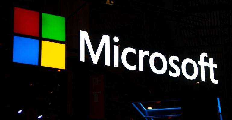 Microsoft logo on a black background.