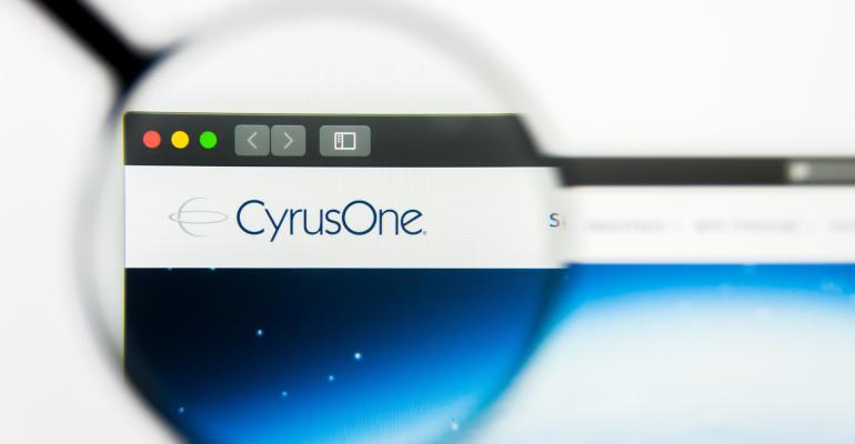 CyrusOne website homepage with CyrusOne logo visible on screen. 