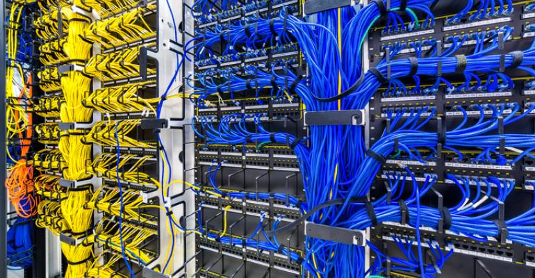 Network cables inside a large company's data center