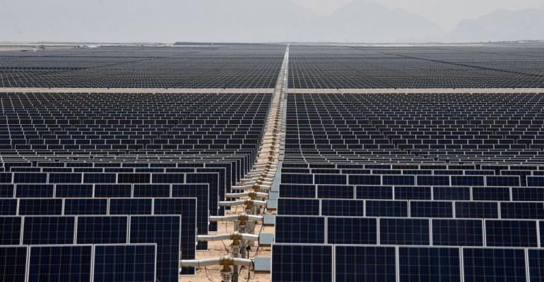 The Villanueva photovoltaic power plant operated by the Italian company Enel Green Power in the desert near Villanueva, a town in the municipality of Viesca, Coahuila State, Mexico.
