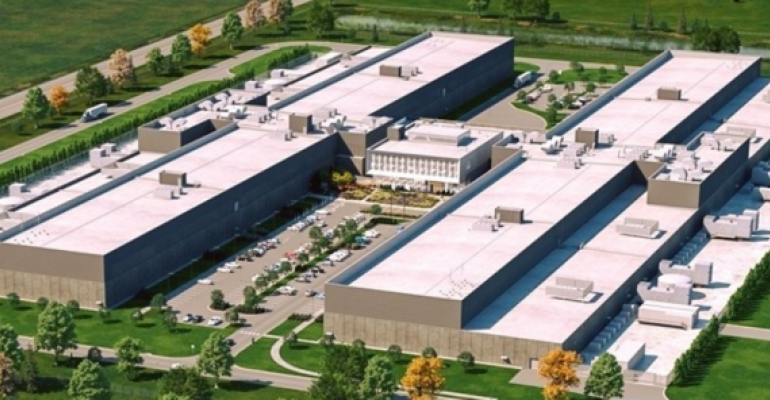 Rendering of Facebook's future data center in DeKalb, Illinois, announced June 2020