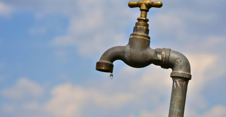 groundwater spout with water drop