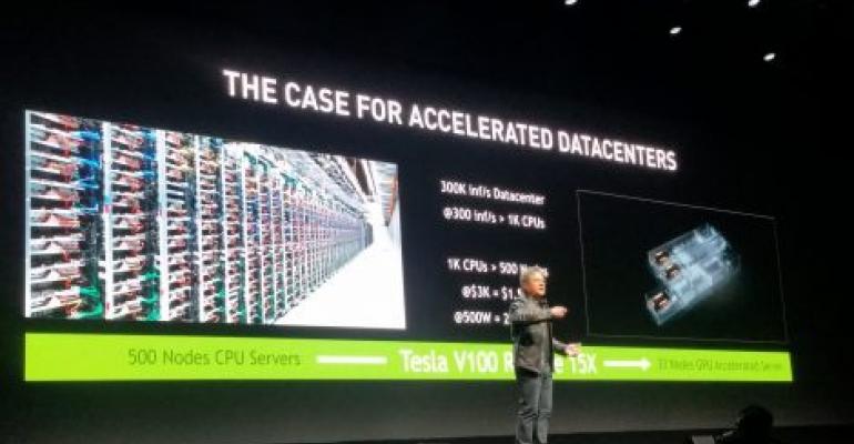NVIDIA CEO Jensen Huang speaking at the company's conference in Silicon Valley in 2017