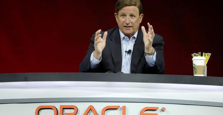 Oracle co-CEO Mark Hurd speaking at Oracle OpenWorld 2018 in San Francisco