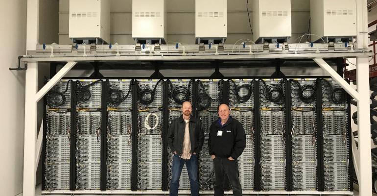 Microsoft researchers Christian Belady and Sean James in the company's Advanced Energy Lab, a pilot natural gas-powered data center