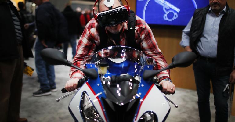 VR-assisted motorcycle showcase