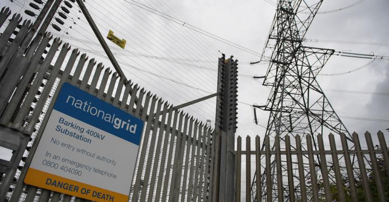Electricity pylons at National Grid's Barking Substation in east London