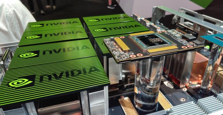Nvidia's DGX-2 supercomputer for AI on display at GTC 2018 in San Jose, California