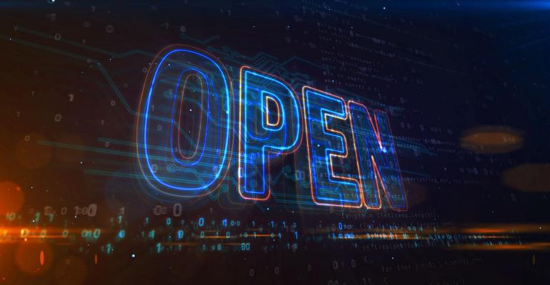 word "Open" in front of code