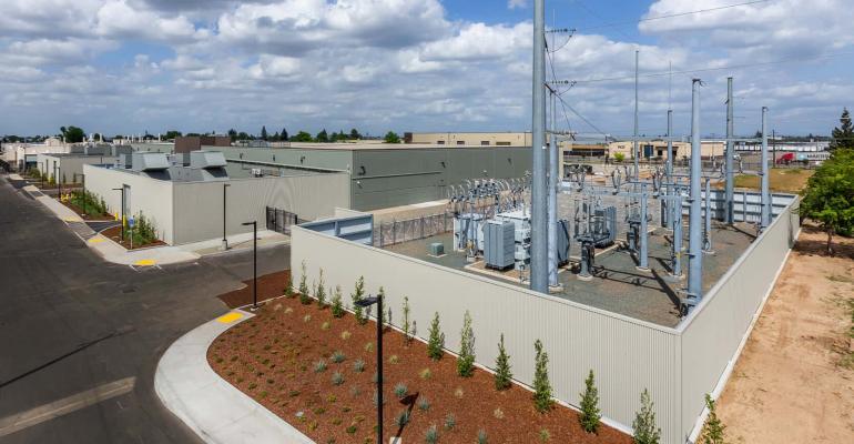 The electrical substation in McClellan Park, outside Sacramento, where Prime Data Centers has built the first building of what it hopes will eventually become a data center campus.