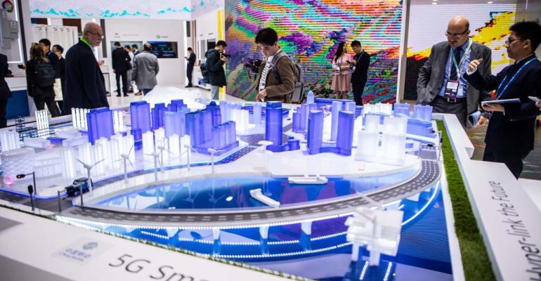 China Mobile's smart city display at Mobile World Congress 2019 in Barcelona