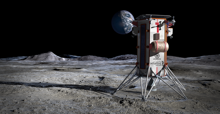 Data center on the moon - 3D concept
