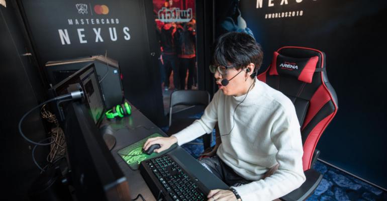 Twitch Streamer Junhee Lee aka bbyongbbyong86 streams live from Mastercard Nexus, 2018 League of Legends World Championship on November 1, 2018 in Incheon, South Korea. 