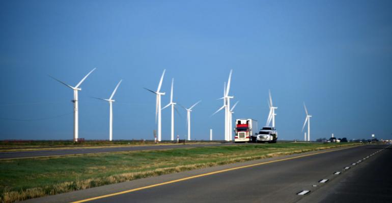 A wind farm in Adrian, Texas