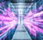 pink data streaming in data center corridor