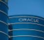 Oracle logo on building in front of blue sky