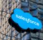 Salesforce logo on building with reflective glass