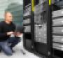 data center technician monitoring servers