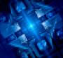 blue glowing futuristic quantum computer