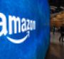 The Amazon logo appears on a screen panel at Amazon’s HQ2 in Arlington, Va.