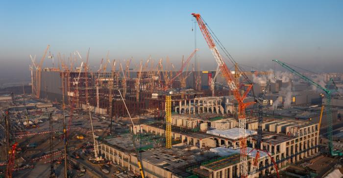 Cranes building Samsung factory