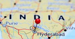 Hyderabad pinned on a map of India.