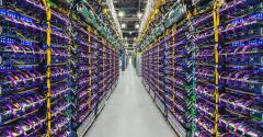 Rows of data center chips