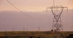 Transmission lines and tower at Quincy Lake, Washington
