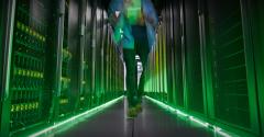 data center with green lights