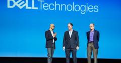 Left to right: Microsoft CEO Satya Nadella, Dell Technologies CEO Michael Dell, VMware CEO Pat Gelsinger
