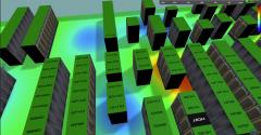 Visualization of a data center floor by QTS's 3D Mapper tool, part of its Service Delivery Platform