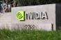 Nvidia logo in front of building