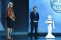 IBM CEO Ginni Rometty (L) looks on as Vice President of Business Development for SoftBank Robotics Kenichi Yoshida introduces SoftBank's emotion-reading robot Pepper during Rometty's keynote address at CES 2016 at The Venetian Las Vegas on January 6, 2016 in Las Vegas, Nevada.