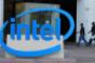 An image of the Intel logo at an office building